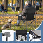 NEWBULIG Oversized Folding Camping Chair for Adults, Portable Outdoor Collapsible Chairs, 500 LBS Heavy Duty Support, with Cup Holders, for Lawn, Fishing, Hiking, Black