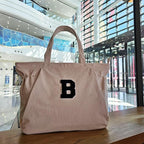 ESVAN Corduroy Yoga Tote Bag Gifts for Women Drawstring Yoga Mat Bag for Office Workout Travel Carryall Pilates Gym
