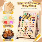 Busy Board with LED Light Switches, Montessori Toys for 1 2 3 Years Old, Toddlers Wooden Toy Sensory Activity Board, Travel Toys for 1+ Year Old Boy & Girl Birthday Gift (19 Switches)