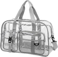 Abbylike Clear Bag Large Heavy Duty Tote for Stadium Events 20" Duffle Transparent Gym Bag for Sport Event Travel Makeup Work