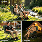 Colegence Oversized XL Padded Camping Chair Set of 2 Wide Heavy Duty Lawn Chairs Support 450 LBS Portable Folding Gaint Plus Camp Chair for Outdoor Outside Sports Baseball Soccer-Green