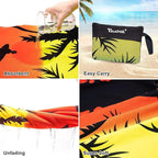 Touchat Beach Towel Oversized,Super Absorbent Sand Free Thick Microfiber Beach Towel (Coconut and Orange, 30”x60“)