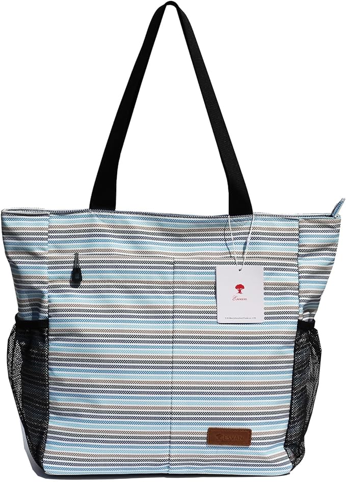 ESVAN Original Floral Tote Bag Large Shoulder Bag with Multi Pockets for Gym Travel Beach Daily Bags