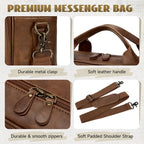 RAINSMORE Mens Laptop Bag PU Leather Messenger Bag 15.6 Inch Briefcase Vintage Computer Satchel Bag for Work Business