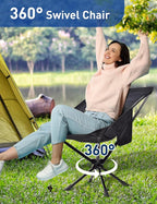 Docusvect Swivel Portable Camping Chair for Adults, Fast Setup, Lightweight & Small Folding Chair with Cup Holder, Side Pocket and Carry Bag - Support 330 LBS
