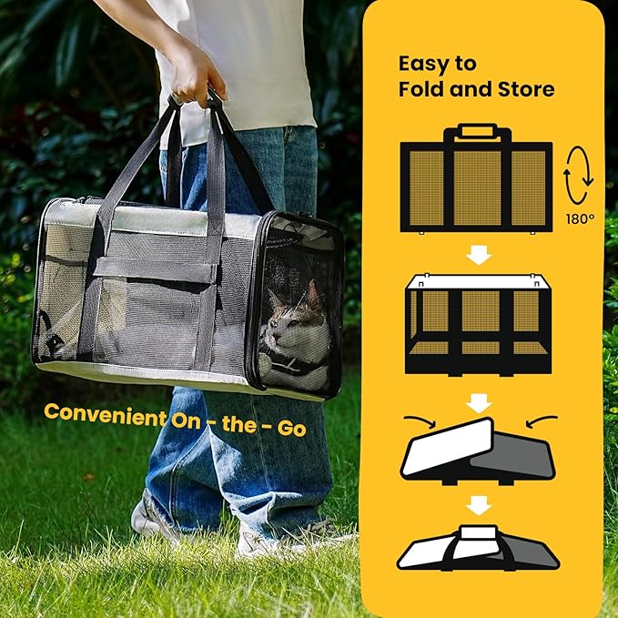Conlun Soft-Sided Cat Carrier for Small-Medium Cats, Puppies up to 15 Lb, Airline Approved