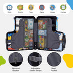 smilesun 20" Ride-On Suitcase for Kids, Cute Pattern, Lightweight Hardshell Carry-On Luggage with Double Spinner Wheels, TSA Lock for Boys & Girls（Blue）