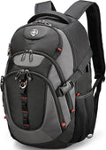 Swissdigital Design Laptop Backpack, Travel Backpack with USB Charging Port Fits 15.6 inches Computer, 31L College School Bookbag for Men, Black/Grey | SD803-02
