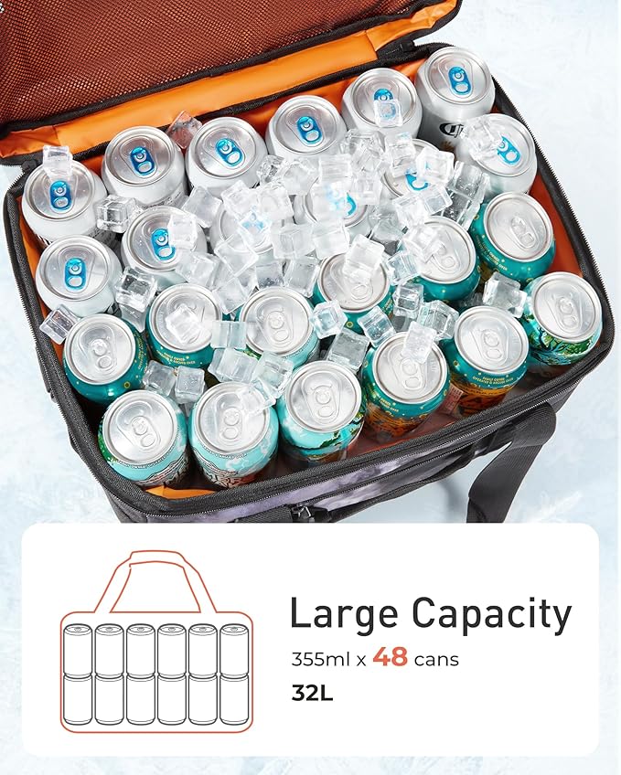TOURIT Soft Sided Cooler Bag Insulated 30/48/60 Cans, Large Collapsible & Leakproof Ice Chest for Picnic, Beach, Camping, Travel