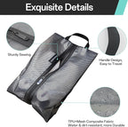 Travel Shoe Bags, Water Resistant TPU Mesh with Zipper, Travel Essentials for Men & Women (Black, 1 Set)