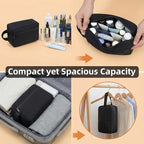 DSYSC Travel Toiletry Bag for Women Men, Small Makeup Bag, Water-Resistant Cosmetic Bag, Cosmetic Pouch, Traveling Dopp Kit, Travel Essentials Accessories (Black)