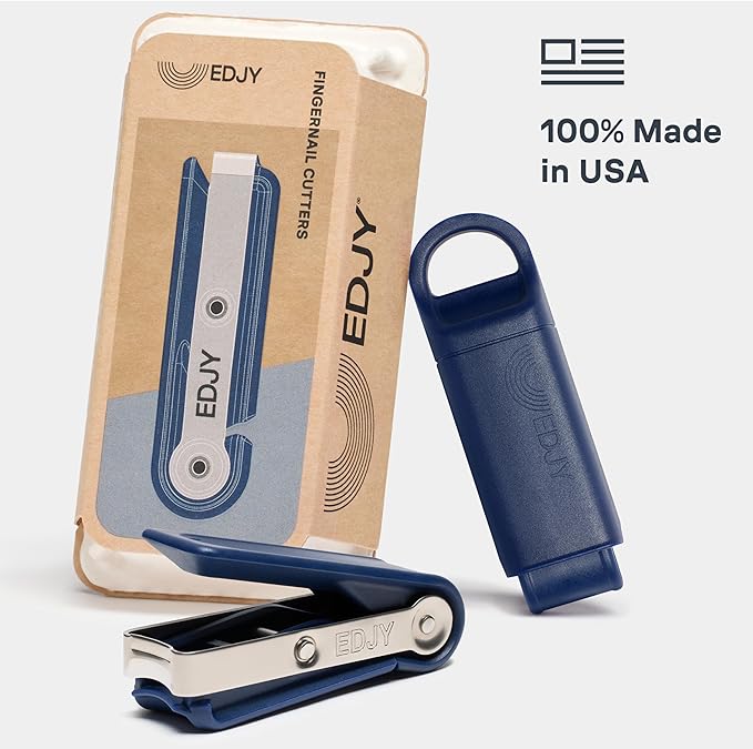 EDJY Fingernail Cutter - Precision Stainless Steel Nail Cutter for Fingernails | Sharp Blade, Ergonomic Design, Durable & Rust-Resistant | Ideal for Men and Women | Navy | 2-Pack