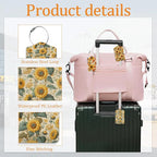 Sunflower Luggage Tags for Suitcase 3 Pack, Privacy Cover ID Label with Stainless Steel Loop and Address Card for Travel Bag Suitcase