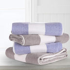 CLOWOOD Plush Oversized Beach Towel - Cotton 40 x 70 Inch Large Thick Charcoal Grey Striped Cabana Pool Swimming Towel