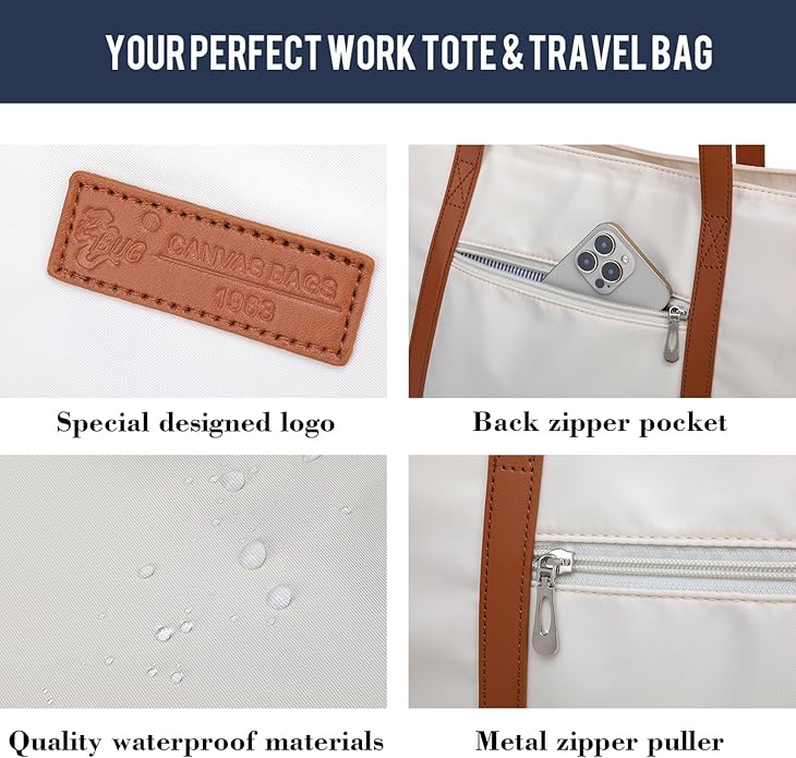 BUG Lightweight Women Laptop Tote Bag for Work, Casual Handbag for Travel Beach College Teacher