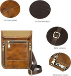 LANNSYNE Full Grain Leather Travel Wallet, Leather Cell Phone Belt Bag, Waist Pack Pouch, Neck Wallet Travel Pouch and Passport Holder for Men and Women Keep Valuables Safe
