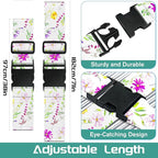 Slohif Luggage Straps for Suitcases Travel Belt Accessories Luggage Connector Identifiers Over Handle with Buckle Unique Nylon Adjustable Strap for Sleeping Bag Car Seat Purple Flower(2 Pack)