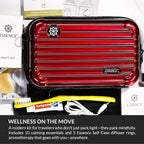 Essence Travel Amenity Kit | Travel Essentials & Travel Size Toiletries Kit | 5-Pack Nasal Diffuser Rings, Sleep Mask, Lotion & Hygiene Kit | Travel Toiletry Kit for Women | Burgundy Case
