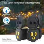 [ETL Listed] Cable Matters 2-Pack 3 Way Outdoor Plug Splitter 15A 1875W (Indoor/Outdoor Multi Plug Outlet, 3 Way Outlet Adapter) in Black