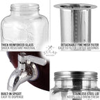Zulay 1 Gallon/128oz Cold Brew Coffee Maker – Thick Glass Pitcher with Stainless Steel Filter, Lid & Spout – Large Mason Jar Container Dispenser - Iced Coffee & Sun Tea Brewer for Fridge – Silver