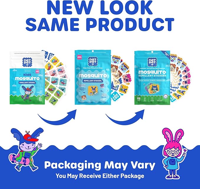 NATPAT BuzzPatch Mosquito Patch Stickers for Kids - All Natural, Plant Based Ingredients, Non-Toxic, DEET Free, Citronella Insect Patches, for Toddlers, Babies, Children (2 Pack, 96 Units)