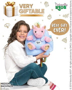 Naturally KIDS 【Upgraded】 Medium Backpack w Removable Pink Unicorn Toy for Girls Age 4-7 | Side & Inner Pockets, Reflective Logo, Name Tag | Unicorn Gifts for 5 Year Old Girls – Medium size