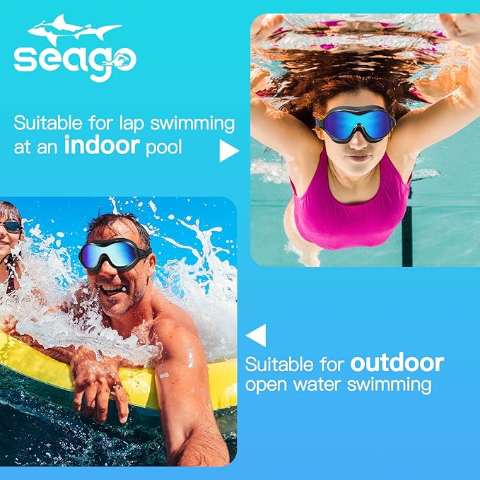 Swim Goggles No Leaking Anti-Fog Pool Goggles Swimming Goggles for Adult Men Women Youth, UV Protection 180° Clear Vision