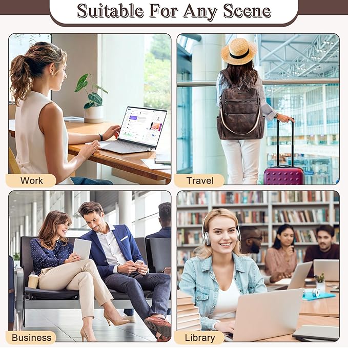 AGLOD Vegan Leather Laptop Backpack for Women 15.6 Inch Work Backpack Purse for Travel College