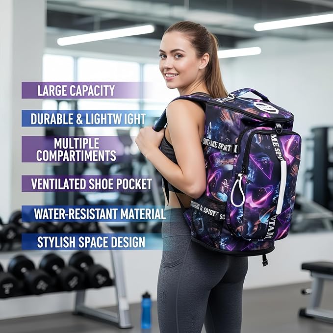 Gym Duffle Bag Backpack with Shoe Compartment,4 ways Travel Backpack for Women and Men,Multi-Functional Weekender bag with Waterproof Layer&Laptop Compartment for Fitness, Travel,Camping