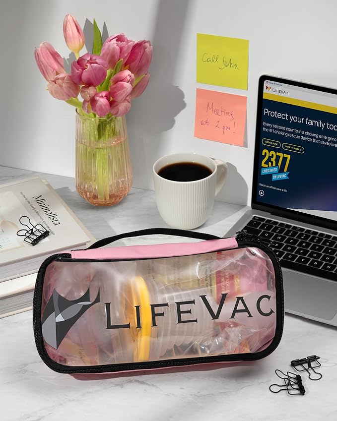 LifeVac Pink Travel Kit - Portable Suction Rescue Device, First Aid Kit for Kids and Adults, Portable Airway Suction Device for Children and Adults