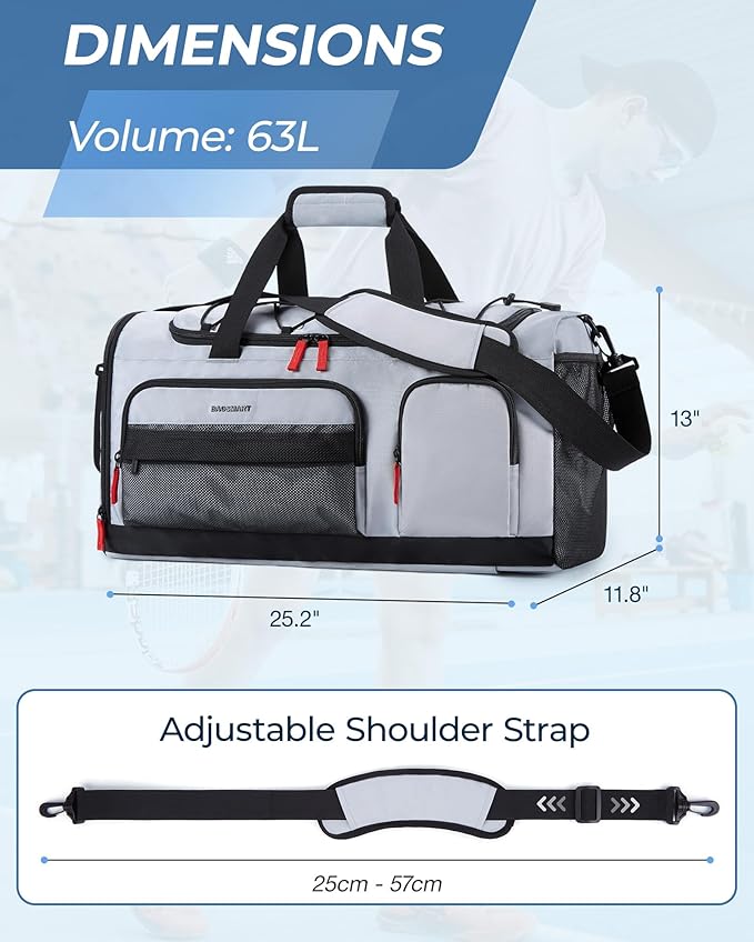 BAGSMART Gym Bag for Women & Men, 35L/63L Sports Travel Duffel Backpack with Shoe Compartment Laptop Compartment, Water Resistant Carry On Weekender Bag for Airplane