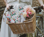 RIFLE PAPER CO. Umbrella, Matching Storage Sleeve, Portable, Auto Open and Close, Wooden Handle, Printed in Full Color