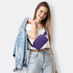 JSJ Mini Fanny Pack for Women & Men,Valentines Day Gifts for Girls Teens Kids Daughter Sister Her,Trendy Stuff Crossbody Bags Cute Everywhere Belt Bags. (Purple)