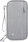 Passport Holder Family RFID Blocking Passport Wallet, RFID Travel Document Organizer for Women Waterproof Passport Wallet, Men Portable Case for Cards Credit Cards with Lanyard (Grey-Medium)