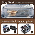 BOYATU Travel Makeup Bag Cosmetic Bags for Women: Large Capacity 3 Pcs Set Make up Bag with Compartments - Waterproof Vegan Leather Toiletry Organizer Bags with Handle (L03 Black)