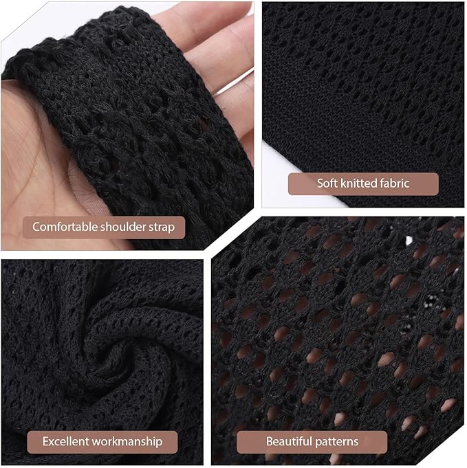 WantGor Crochet Bags, Beach Mesh Tote Bag Womens Shoulder Shopping Handbag Casual Travel Totes Bag Foldable Hobo Bags