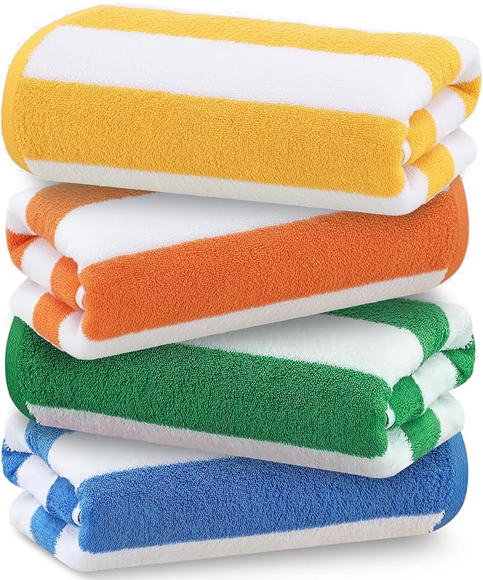 Antfuny 4 Packs Oversized 72x40 Inch Stripe Beach Towel Thin Set Extra Large XL Big Clearance Soft Super Pool Travel Bath Swim Camping Accessories Essentials Towels Bulk Men Women Adults Gift