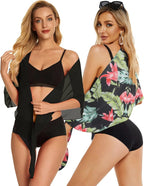 CHICGAL 2 Pieces Women Beach Sarong Bathing Suit Wrap Skirt Sheer Bikini Swimsuit Cover Ups for Swimwear