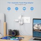Australia Plug Adapter, TESSAN New Zealand Power Adapter with 4 Outlets 3 USB Charging Ports (1 USB C PD 20W), Type I Travel Plug for US to New Zealand China Argentina Fiji AU, 2 Pack