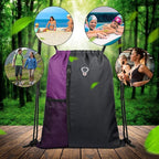 BeeGreen Purple Drawstring Backpack Sports Gym Bag for Women Men Large Cinch Sack workout Bag with Zipper and Water Bottle Mesh Pockets, 16 x 20 inch