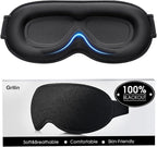 Gritin 100% Blackout Sleep Eye Mask for Women Men, Zero Pressure Sleeping Mask - Ergonomic Design 3D Cutout Eye Movement and Eyelash Friendly Night Blindfold, Ultra Soft Comfortable for Sleeping