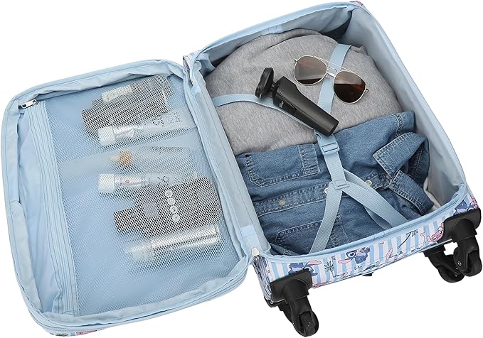 Bioworld Disney Stitch & Angel Ice Cream Blue 20" Adult Softside Rolling Luggage