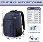 Travel Backpack, 40L Business Laptop Backpack with 17.3 Inch Laptop Compartment, Lightweight Daypack for Flight, Durable Water Resistant Bookbag, Hiking, Work Backpack for men, Blue