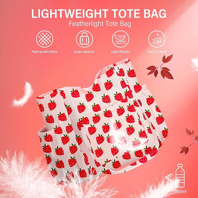 Corduroy Tote Bag for Women,Large Capacity Cute Tote Bags With 6 Pockets,Crossbody Shoulder Handbag for Work Travel Gym
