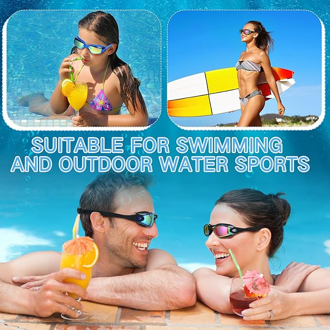 Flutesan 6 Pack Swim Goggles for Adult Anti Fog Swimming Glasses with Ear Plugs Nose Clip No Leaking Full Protection Goggles