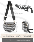Trendy Woven Checkered Crossbody Bum Bag for Women，PU Leather Checkered Purse Fanny Packs Belt Bag (Woven Bum Bag - Black)