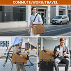 ESTARER Messenger Bag 17-17.3 Inch, Men's Computer Bag Water-resistant Canvas, Laptop Shoulder Bag for Travel Work College, Brown