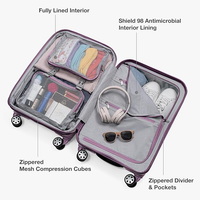 Traveler's Choice Pagosa Hardshell Expandable Luggage with Spinner Wheels, Mauve, 3-Piece Set (22/26/30)