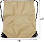 Drawstring Backpack Sports Water Resistant String Bag Sport Gym Sackpack for Women Men Large with Zipper, Khaki