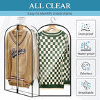 40" All Clear Garment Bags for Hanging Clothes, 4" Gusseted Suit Bags for Closet Storage, Plastic Garment Covers with Zipper for Coats, Jackets, Shirts, 4 Packs